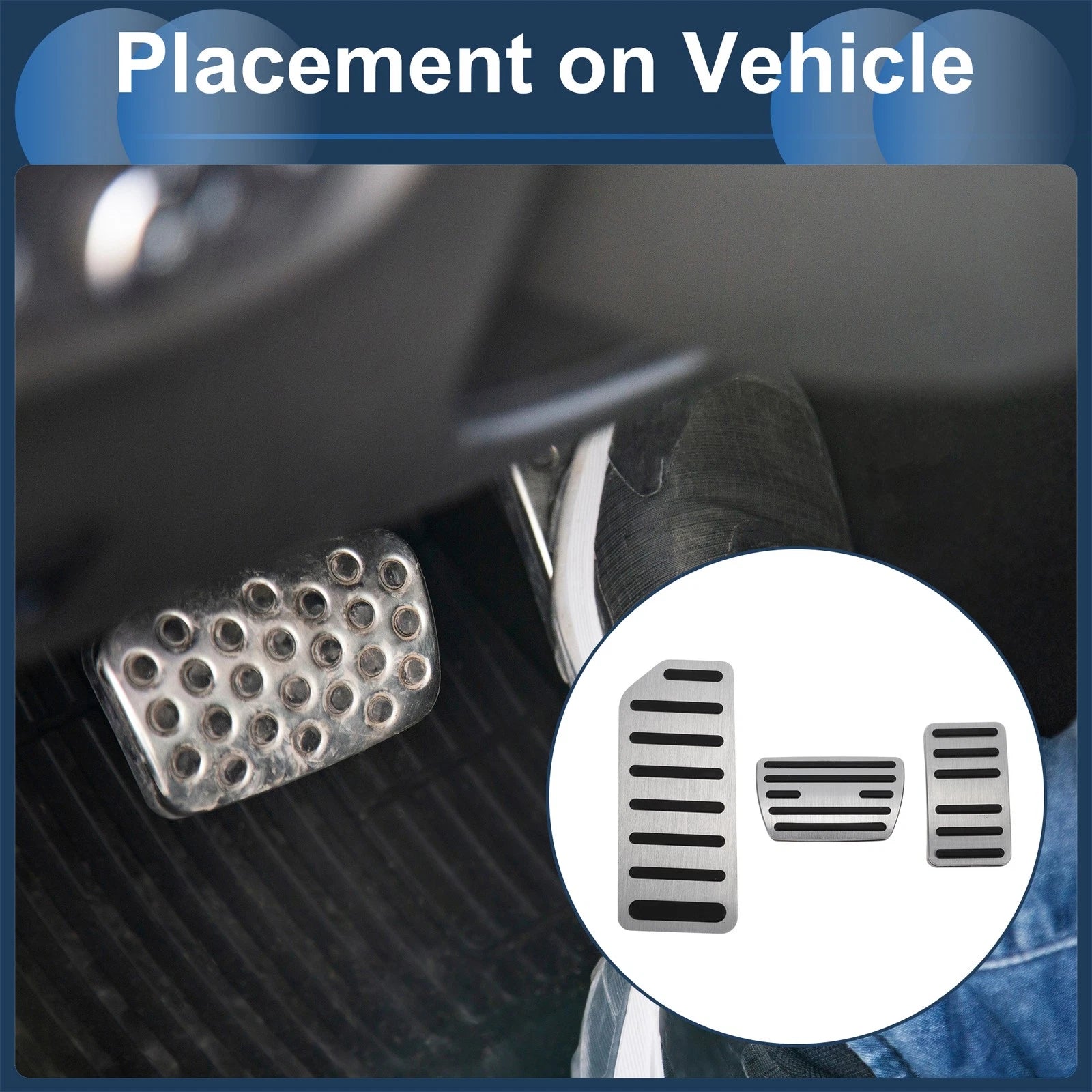 3 Pcs Automatic Foot Accelerator Pedal Covers for Honda Accord (2016–2022) Silver Tone