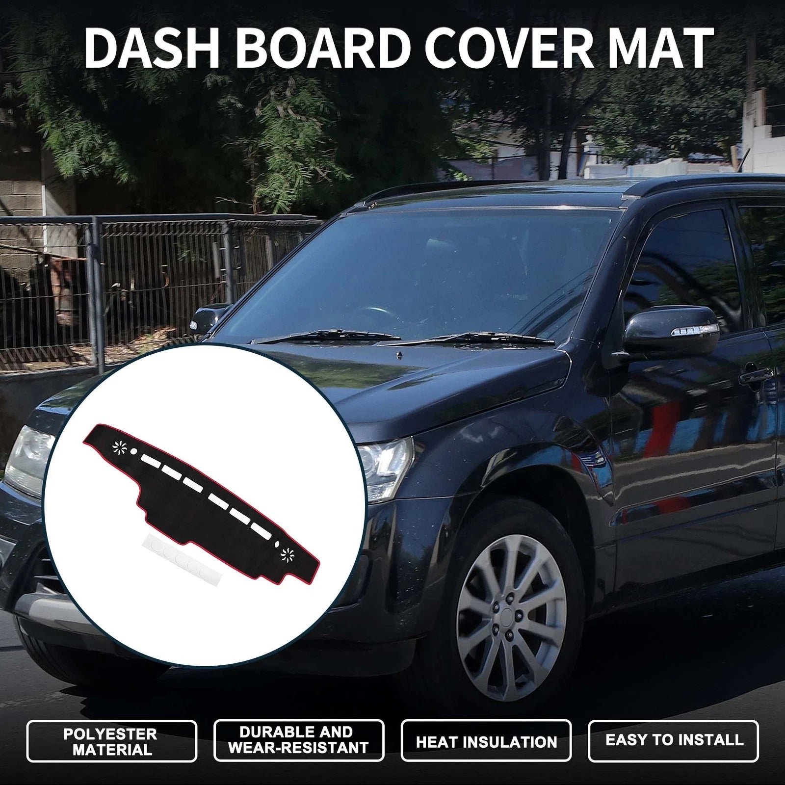 Dashboard Cover Mat for Suzuki Every DA17W DA17V (2015–2023) Black Red