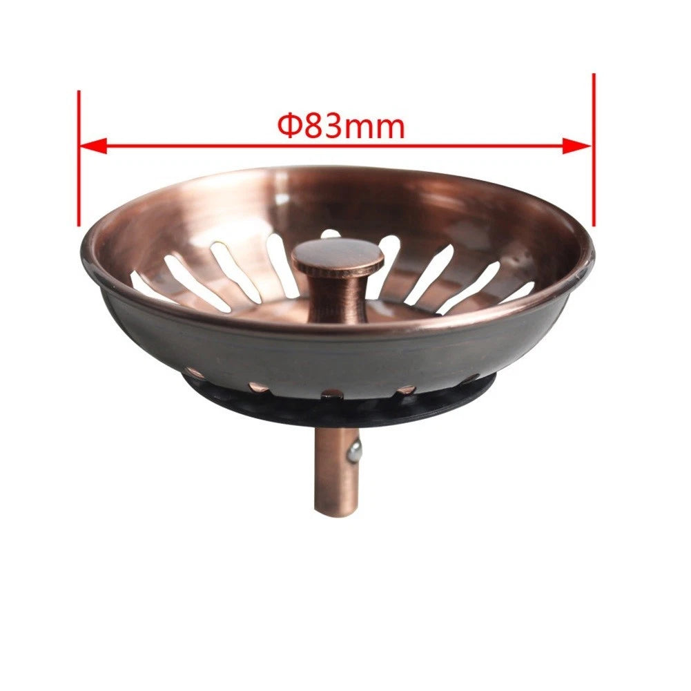 Drain Strainer Basket for Kitchen Sink (Red Bronze, Stainless Steel)