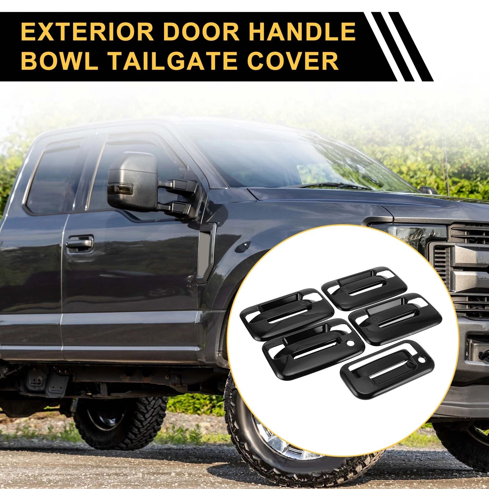 Set of 2 Exterior Door Handle Covers for Ford F-150 (2004–2014) Black