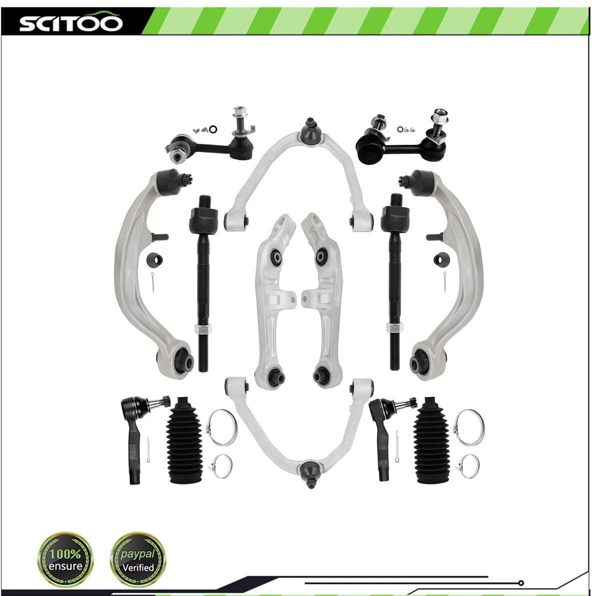 14-Piece Front Control Arm Set with Ball Joints & Tie Rod End for Nissan 350Z (2003–2009)