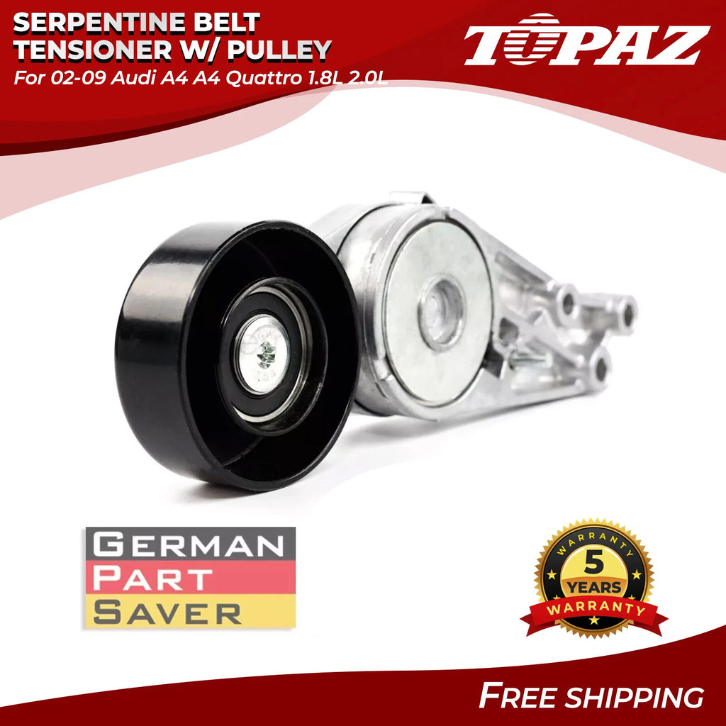 Serpentine Belt Tensioner with Pulley for Audi A4 A4 Quattro (2002–2009)