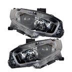 Projector Headlight Lamps Set for Honda Civic (2016–2021) Black