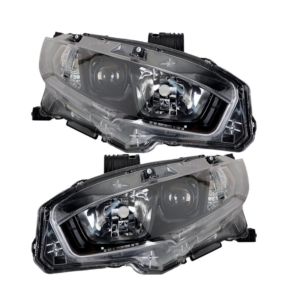 Projector Headlight Lamps Set for Honda Civic (2016–2021) Black