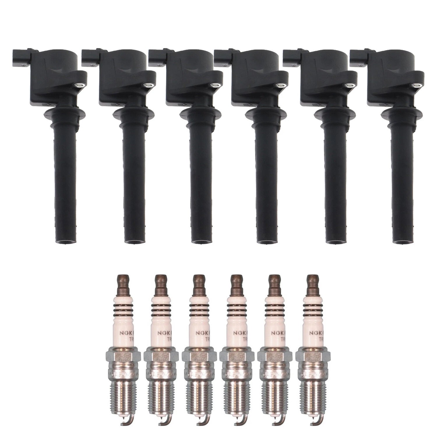 Set of 6 Ignition Coils & NGK Ruthenium HX Spark Plugs for Ford Escape (2001–2007)