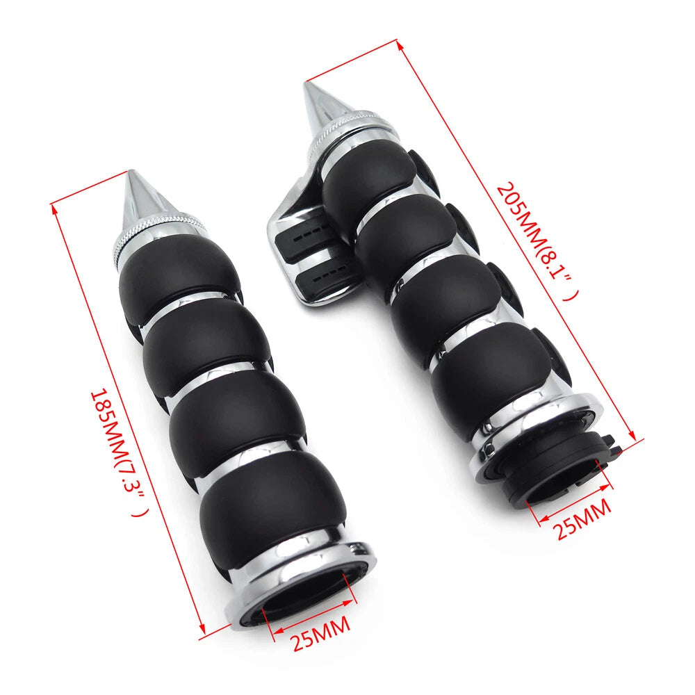 Spike 1" Handlebar Grips w/ Contoured Throttle Boss for Harley Touring