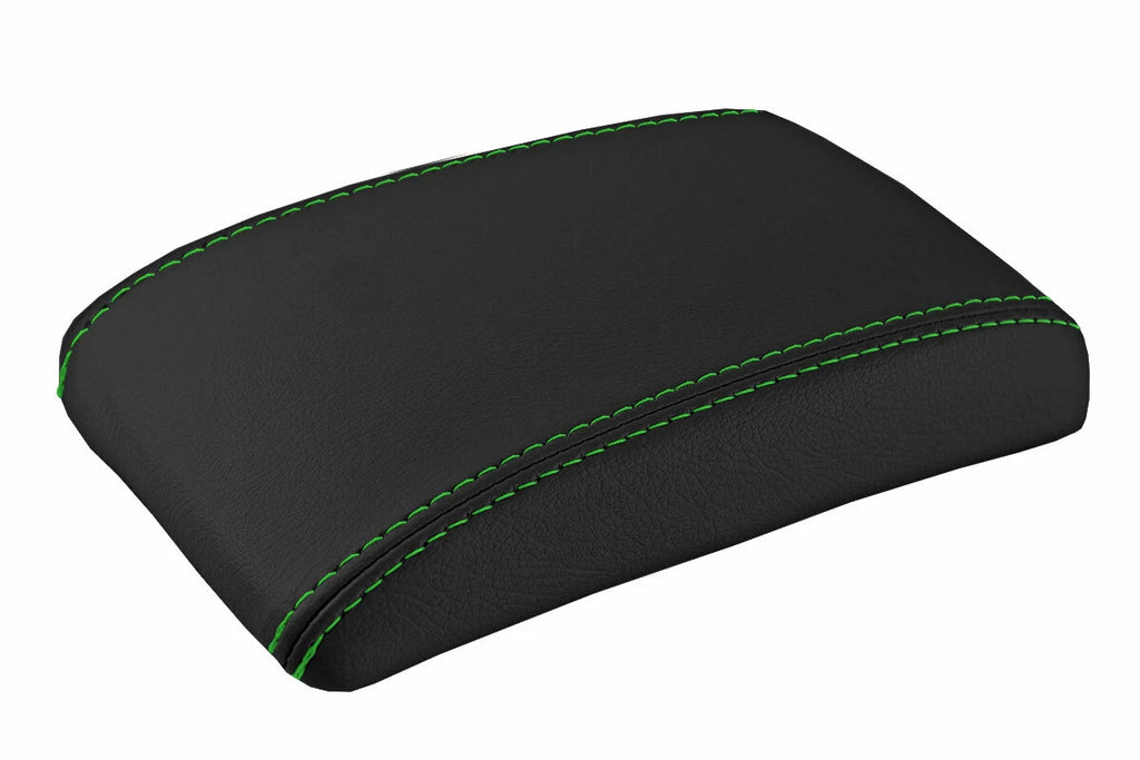 Leather Console Lid Armrest Cover for Subaru Impreza WRX (2000–2007) Green Stitch