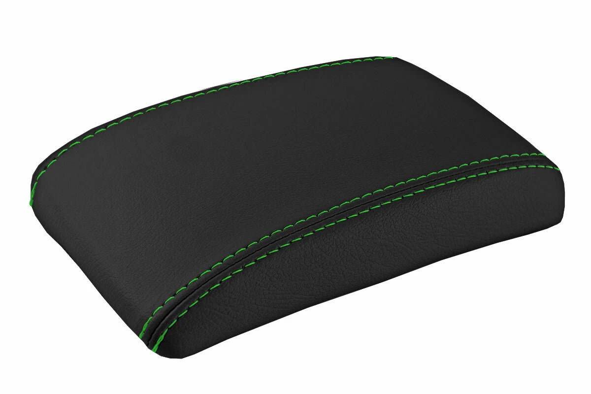 Leather Console Lid Armrest Cover for Subaru Impreza WRX (2000–2007) Green Stitch