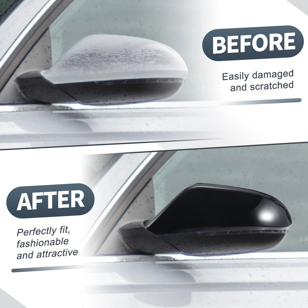 Pair Rearview Mirror Cover Cap Gloss Black for Audi A6 S6 RS6 C7 (2011–2018)