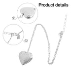 2X Stylish Engraved Silver Heart Locket Necklace for Women - Holds Photos
