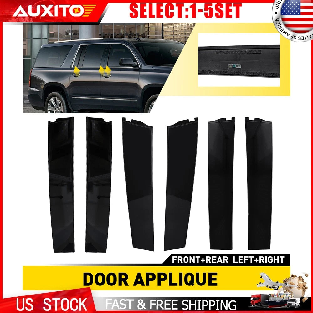 Front Rear Door Applique Gloss Black for Escalade Suburban Tahoe Yukon (2015–2020)