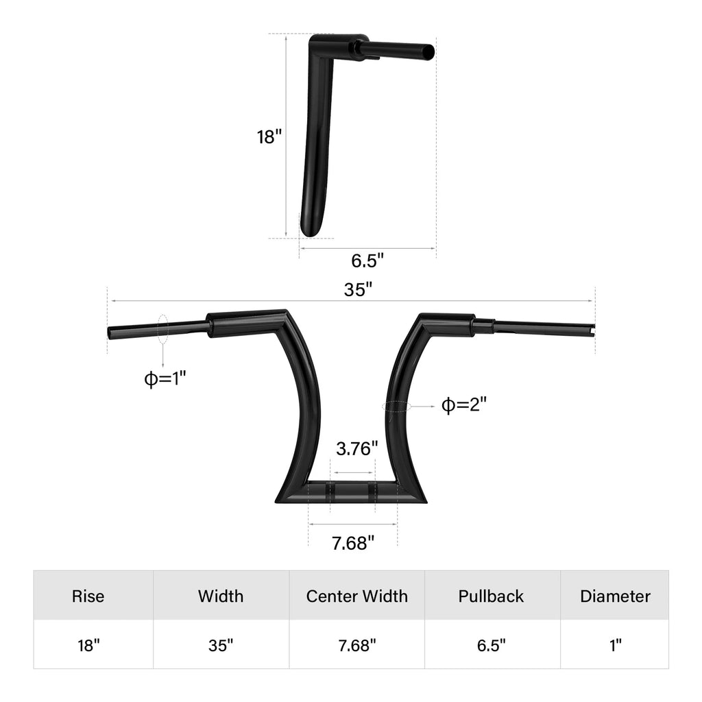 18" Rise 2" Hanger Bar Handle Bar for Harley Sportster XL883 XL1200