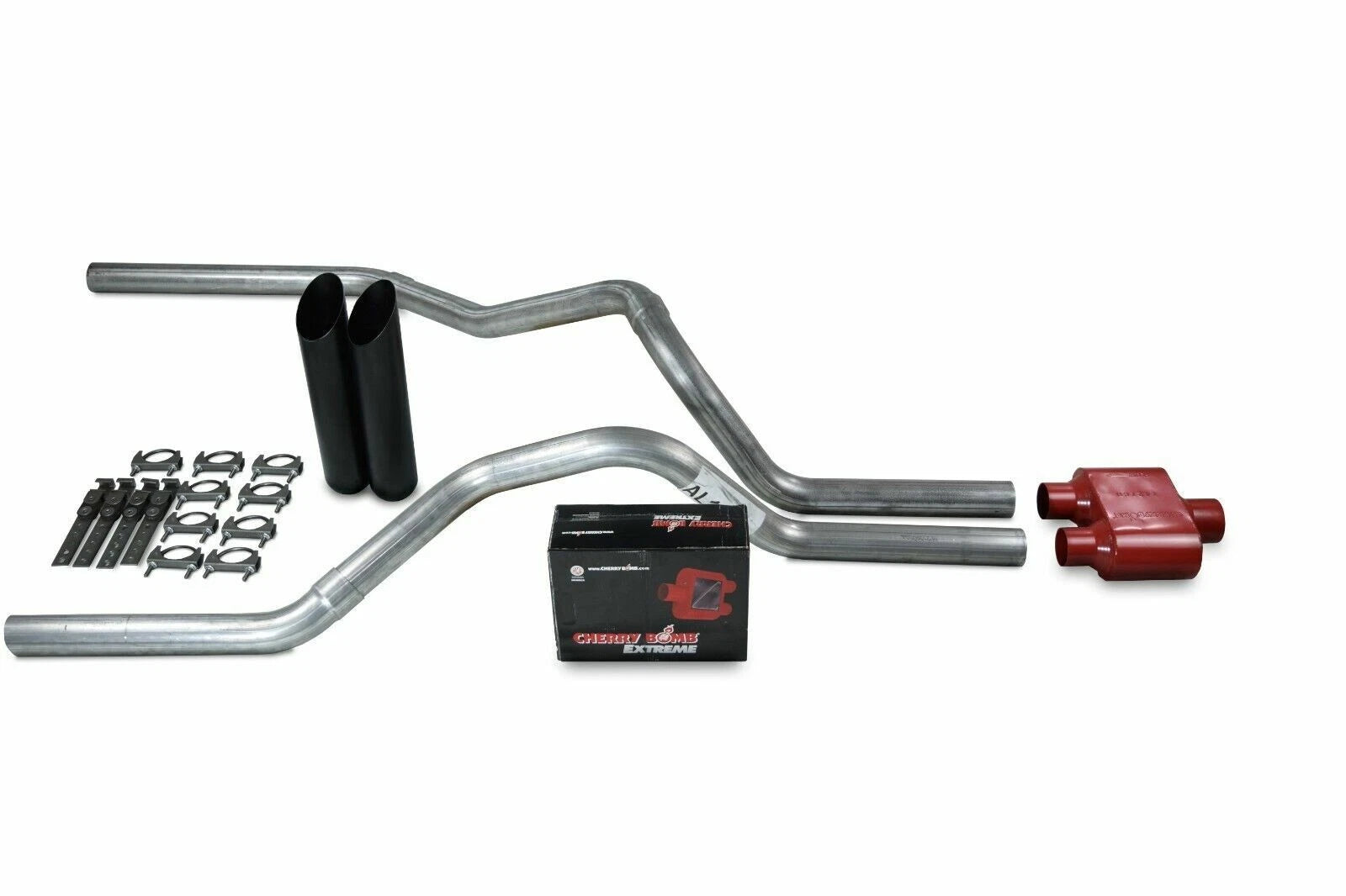 2.5" Dual Exhaust Kit for Dodge Dakota (1987–1996) - Cherry Bomb Extreme Black Tips
