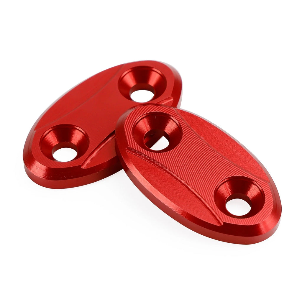 Set of 2 Aluminum Mirror Block Off Plates Hole Caps Red for Yamaha YZF-R1 (2007–2014)