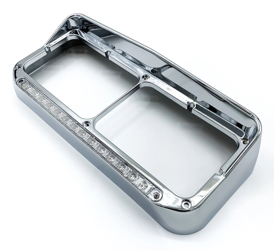 Headlight Visor Bezels Front Pair with Amber LED for Chrome 4x6 (1990–1999)