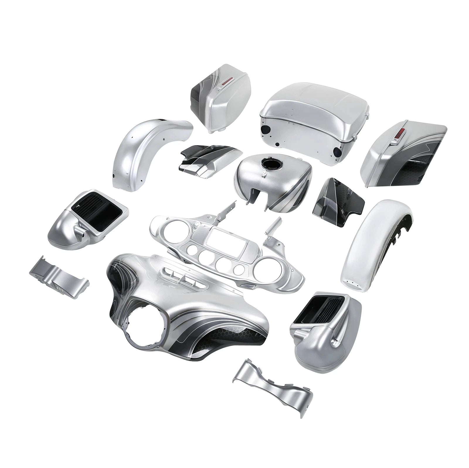 Fairing Body Work for Harley Electra Glide (2014–2024) Silver/Black Honeycomb Fade