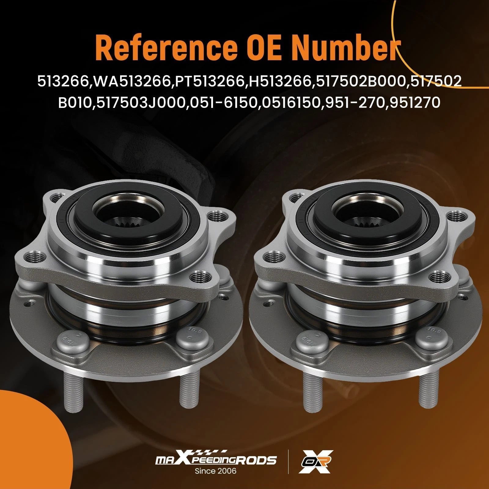 Pair Front Wheel Bearing Hub for Kia Sorento (2011–2015) 513266, 517502B010