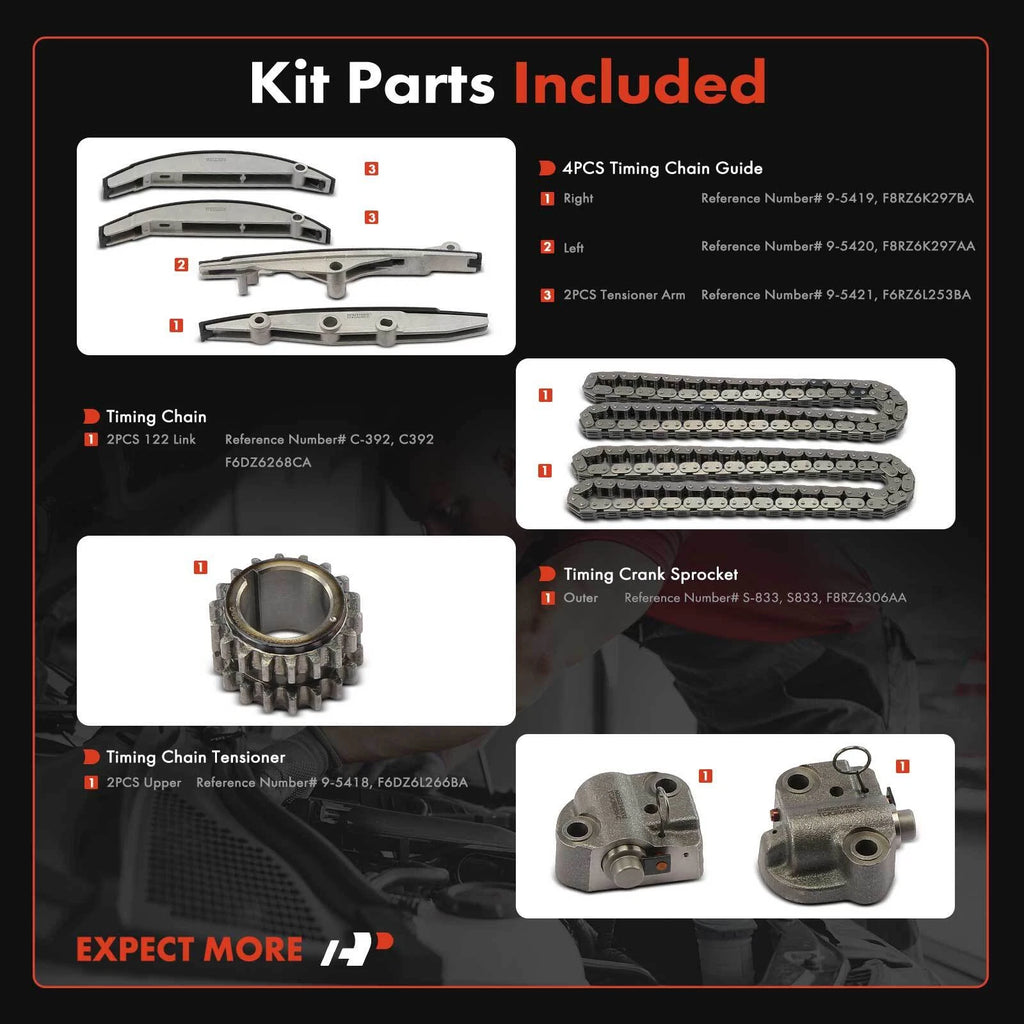 9X Timing Chain Kit for Ford Taurus (1996-2000) Mercury Cougar (1996-2002)
