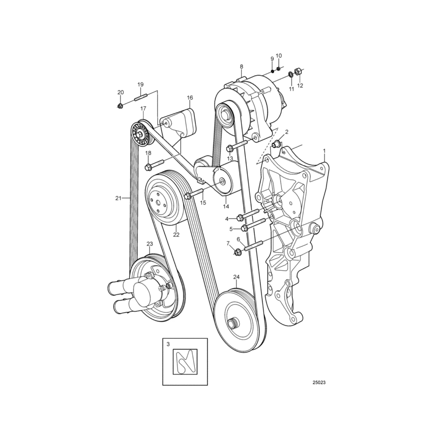 Serpentine Belt for Volvo Penta 4.3L 5.0L 5.7L (3860086)