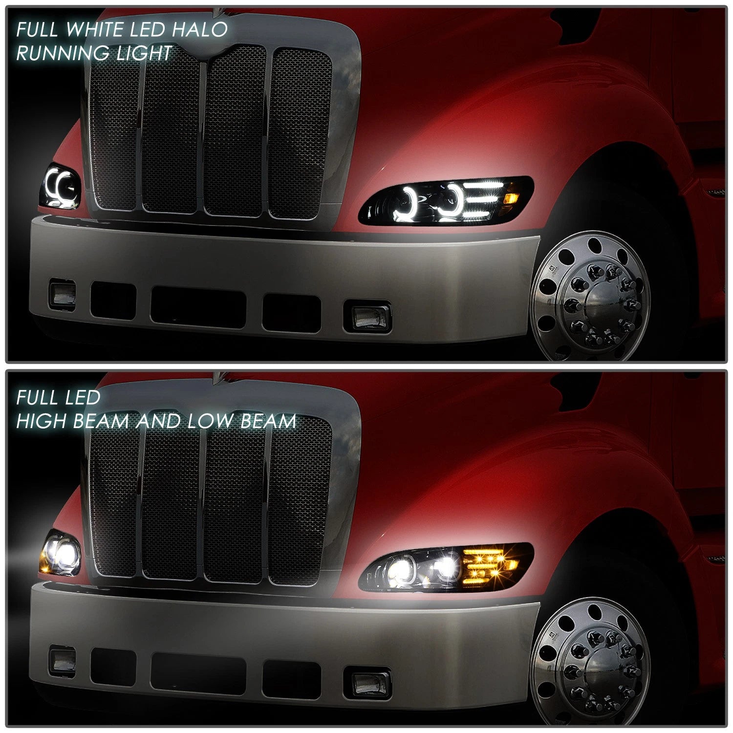 LED DRL Turn Signal Projector Headlight Lamp for Peterbilt 325-387 (1999–2020)