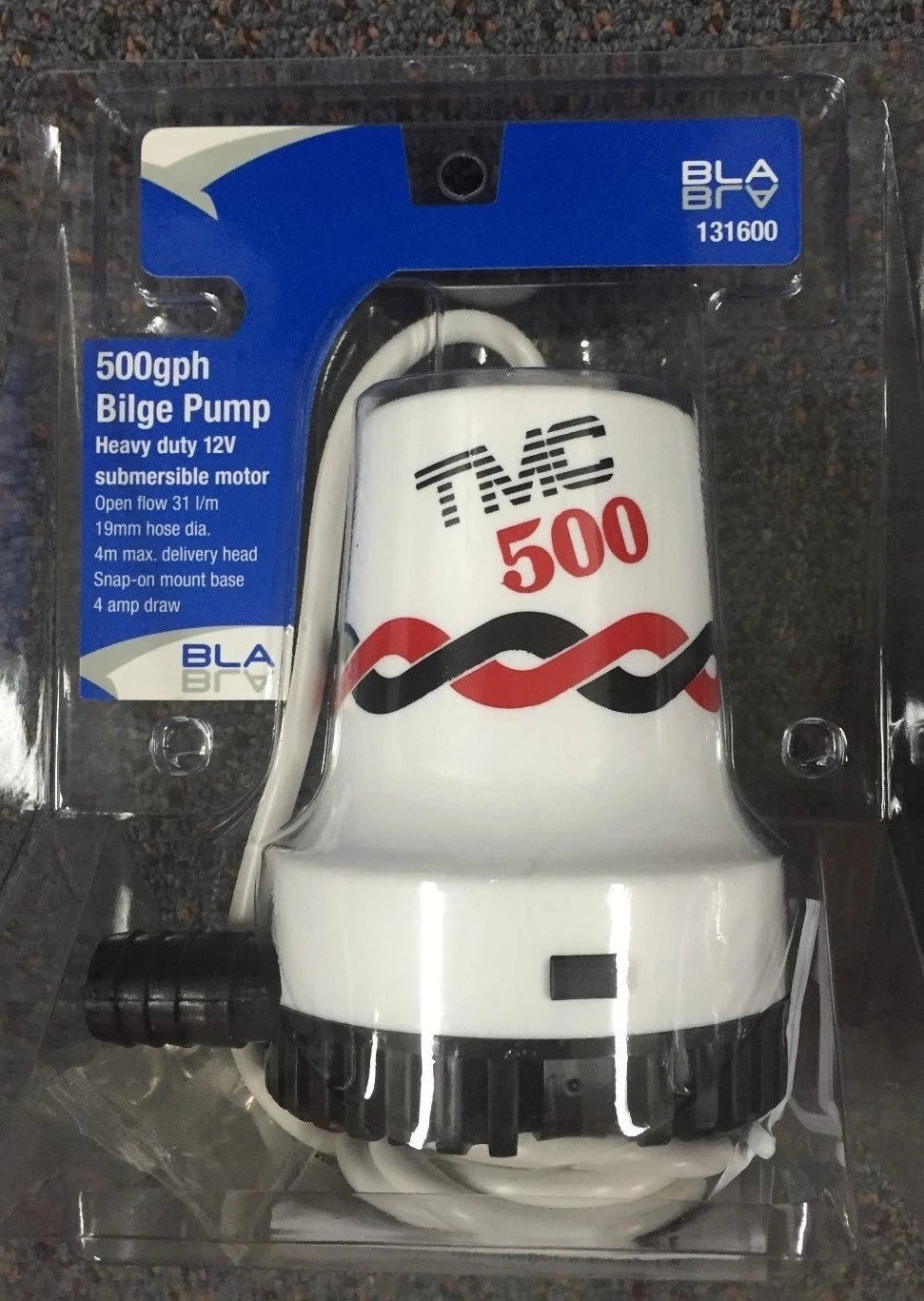 TMC Bilge Pump 500GPH for Marine Boating (12V) BLA 131600