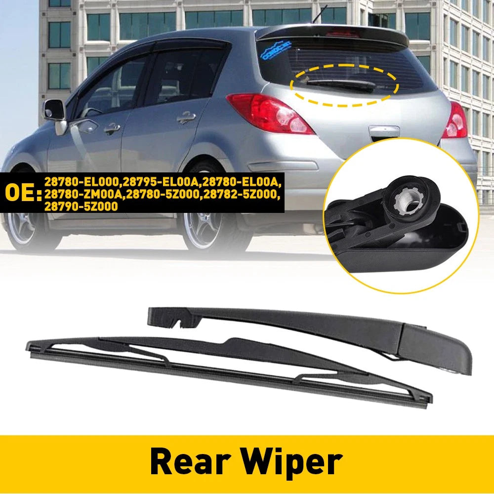 Set of 2 Rear Windshield Wiper Arm Blades for Nissan Versa (2007–2012)