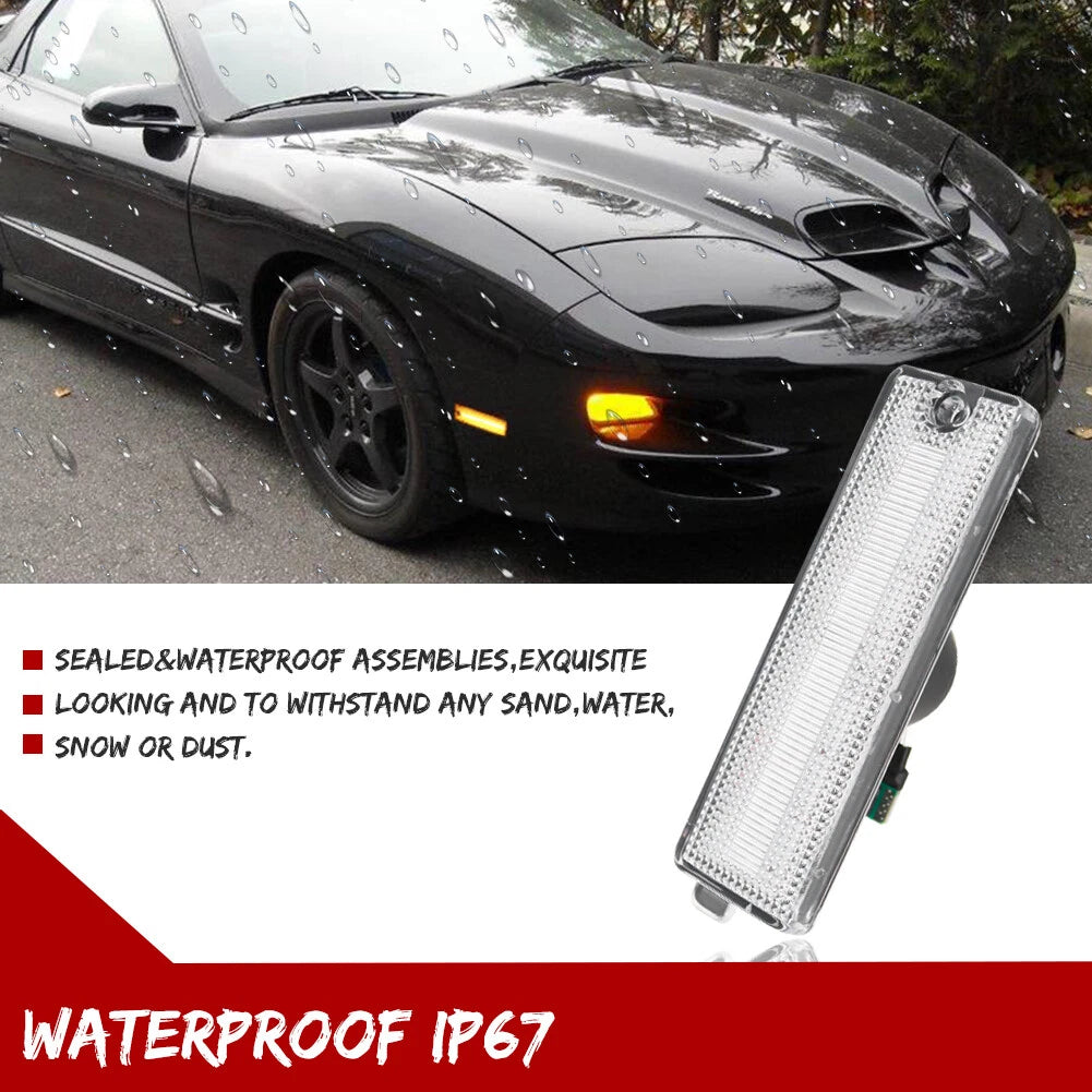 2X Clear Amber LED Front Bumper Side Marker Lights for Pontiac Firebird (1998–2002)