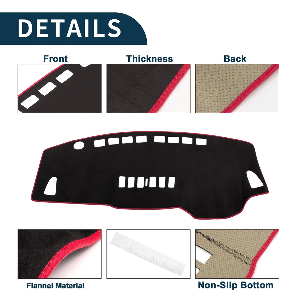 Dashboard Cover Mat for Nissan Tiida C11 (2004–2014) Black Red Set of 1