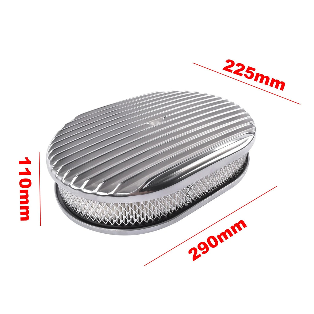 12" Oval Aluminum Full Finned Air Cleaner for Chevy Ford