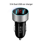Dual USB Car Charger with LED Display for Universal Vehicles (2010–2023)