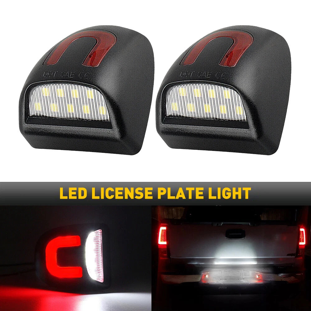 Red Tube LED License Plate Lights for Chevy Silverado GMC Sierra (2015–2023)