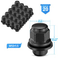 Lug Nuts for Toyota (2013–2022) (20 Pack, Black, M12x1.5)