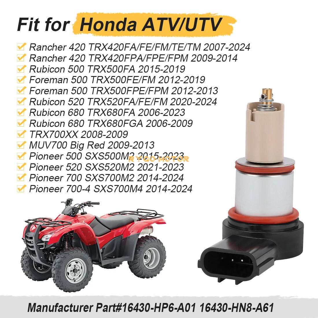 Idle Air Control Valve 16430-HP6-A01 for Honda Rincon Rancher Pioneer Foreman (2000–2023)