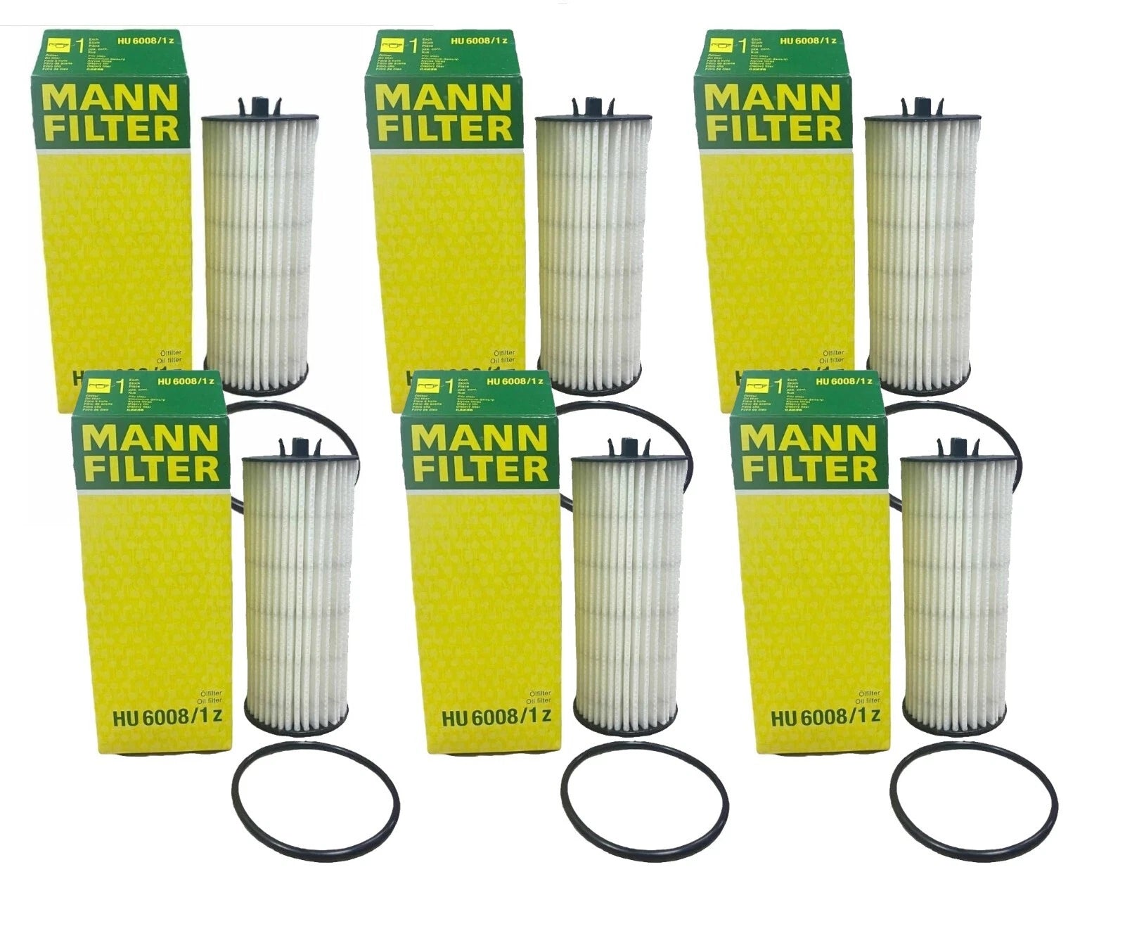 Set of 6 Engine Oil Filters HU 6008/1 for Aston Martin Mercedes-Benz
