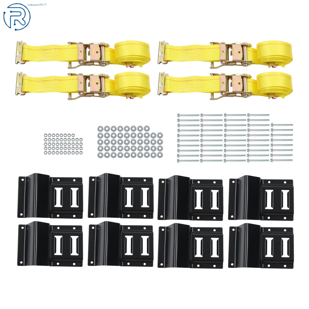 Set of 4 Durable 9' Wheel Tire Tie Down Ratchet Straps for Trailers UTV