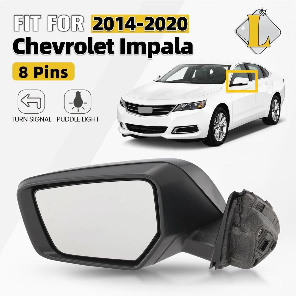 Driver Side Mirror for Chevrolet Impala (2014–2020) 8Pin Puddle Signal Primed