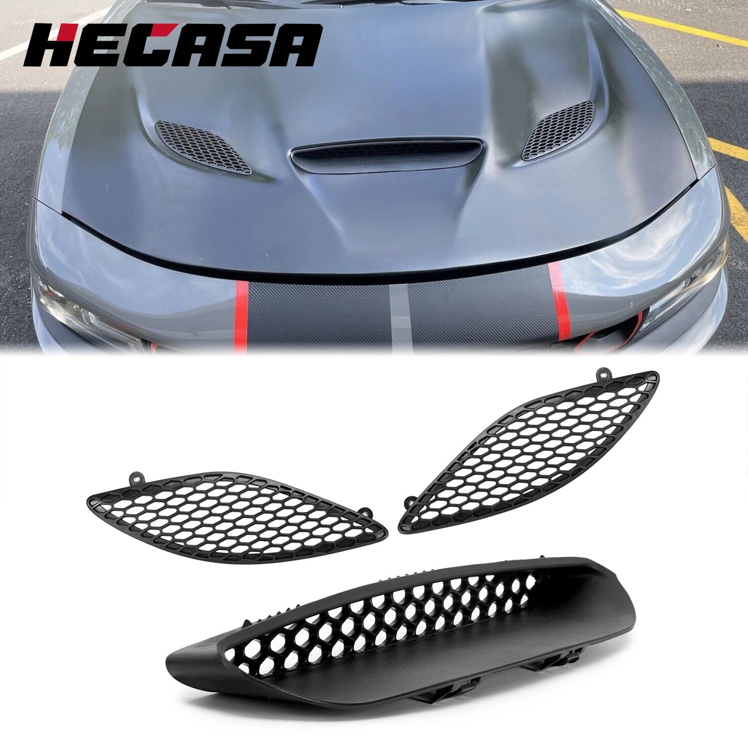 Hood Scoop Bezel for Dodge Charger SRT Hellcat (2015–2020) Black Trim