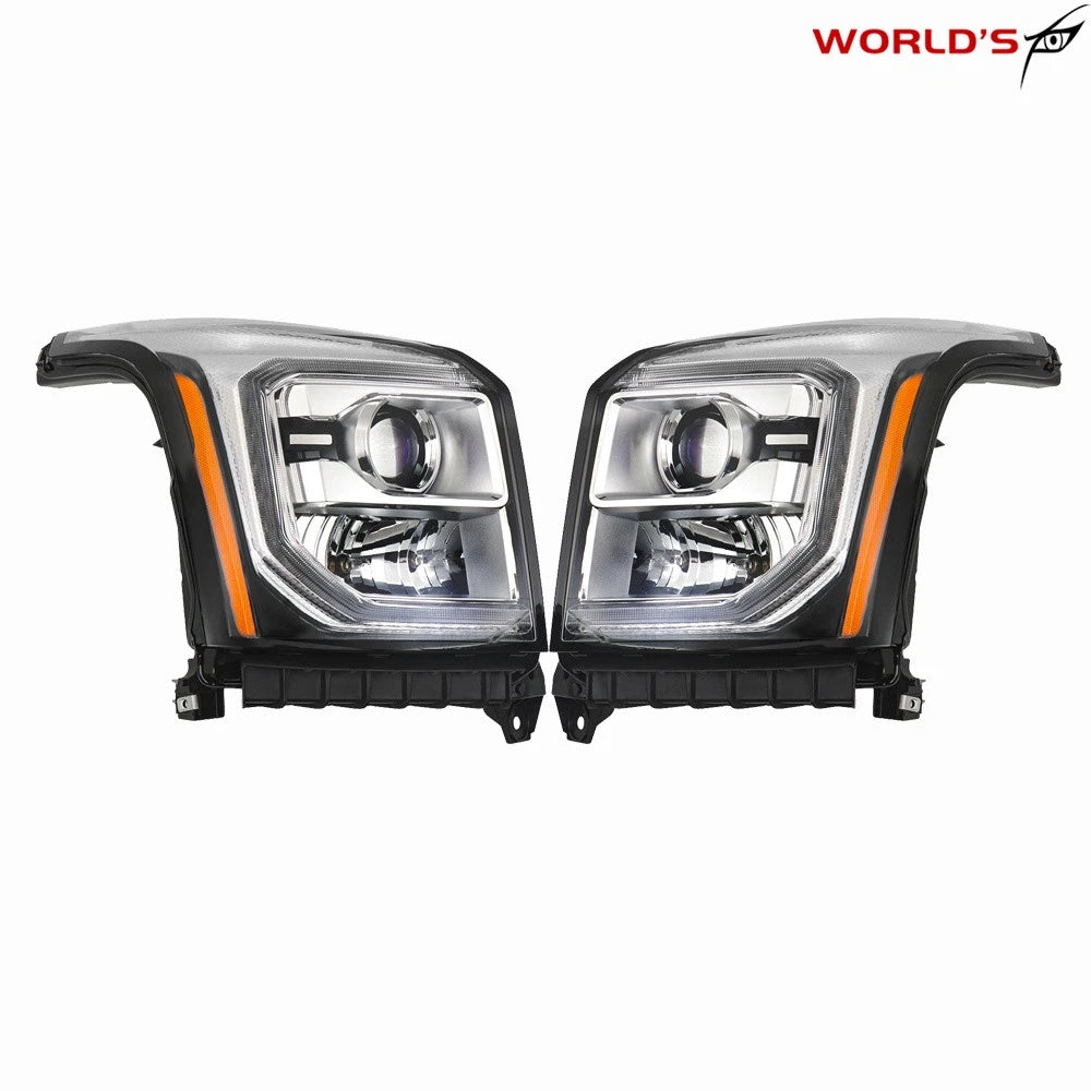 Set of 2 Halogen Projector Headlights with LED DRL for GMC Yukon (2015–2017)