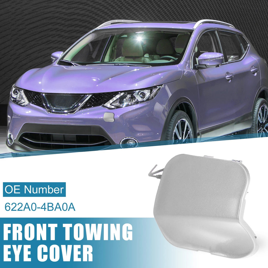 Front Bumper Tow Hook Cover 622A0-4BA0A for Nissan Rogue (2014–2016) Silver Tone
