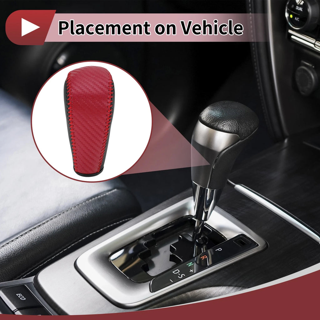 1 Pc Gear Shift Knob Cover for BMW 3 Series E90 (2007–2013) Black Red Faux Leather