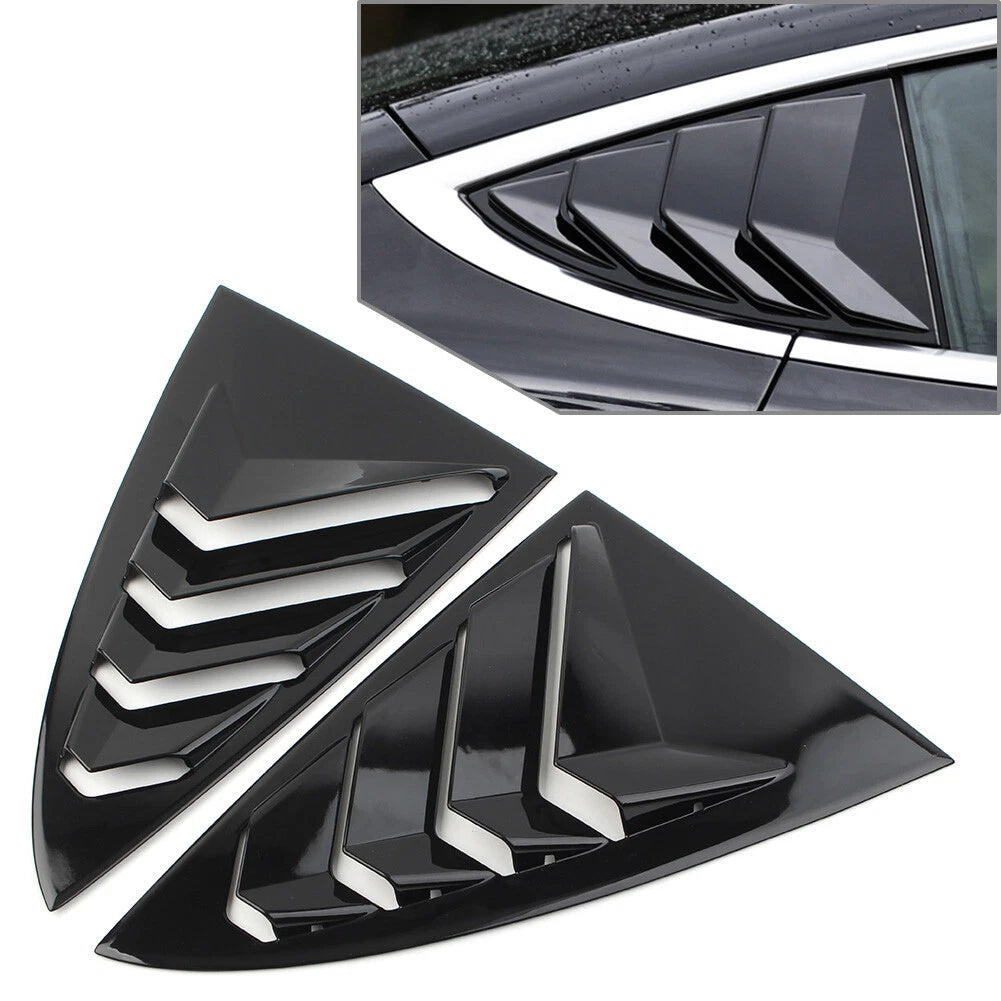 2X Glossy Black Side Vent Window Scoop Louver Trim for Tesla Model 3 (2017–2022)