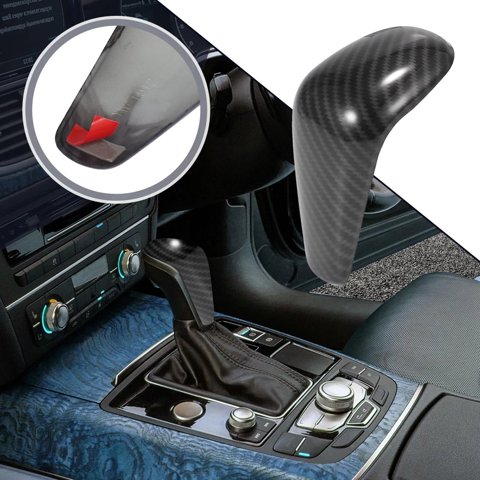 Carbon Fiber Gear Shift Knob Cover Sticker for Audi A7 S6 S7 RS7 (2012–2023)