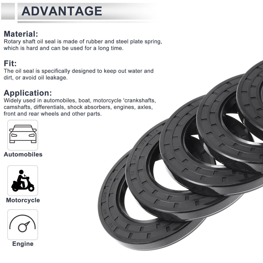 Set of 5 Oil Seal Rotary Shaft Seal Nitrile Rubber 65x105x12mm