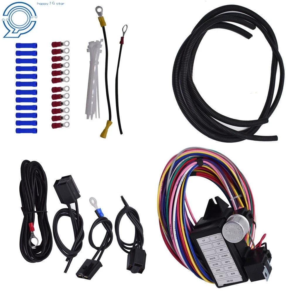 12 Circuit Wiring Harness for Street Rods Classic Cars Hot Rods (14 Fuse)