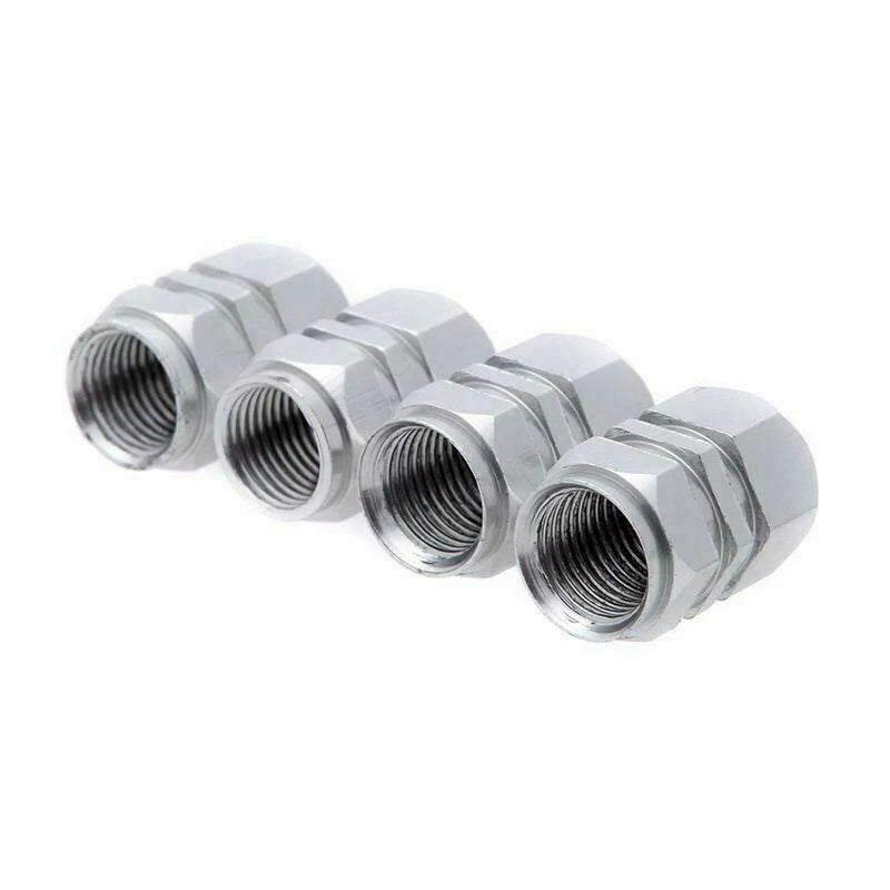 Silver Metal Wheel Valve Caps for Universal Tire Tyres (-)