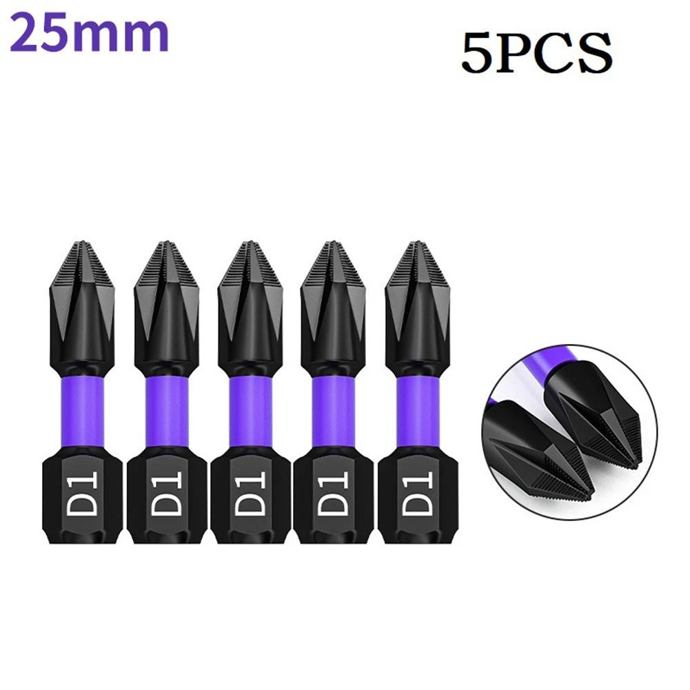 Set of 5 PH2 Magnetic Cross Screwdriver Bits for Automotive Use