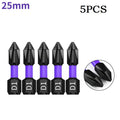 Set of 5 PH2 Magnetic Cross Screwdriver Bits for Automotive Use
