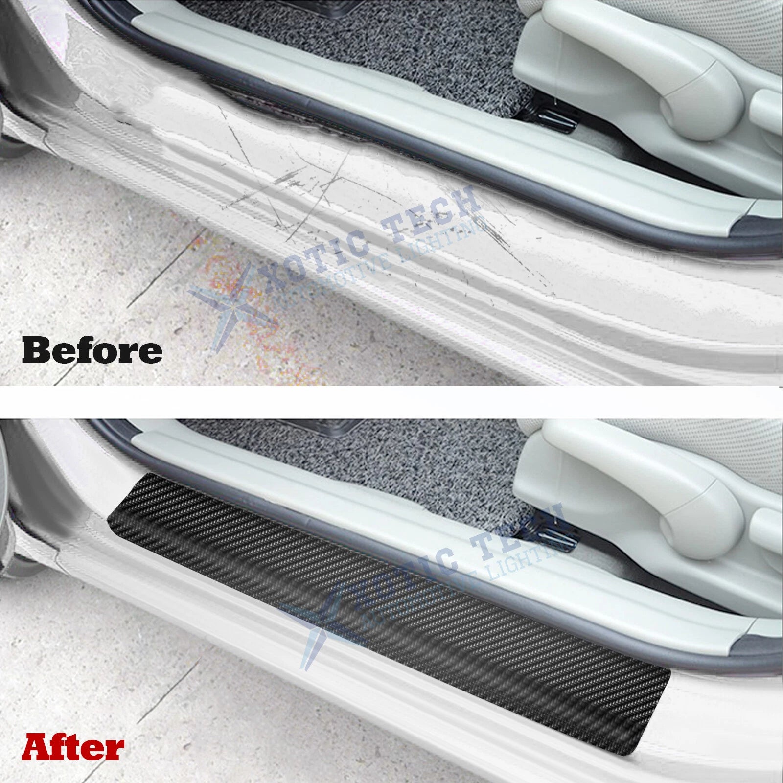 Carbon Fiber Door Sill Vinyl Scratch Protection Cover for 3D/4D (-)
