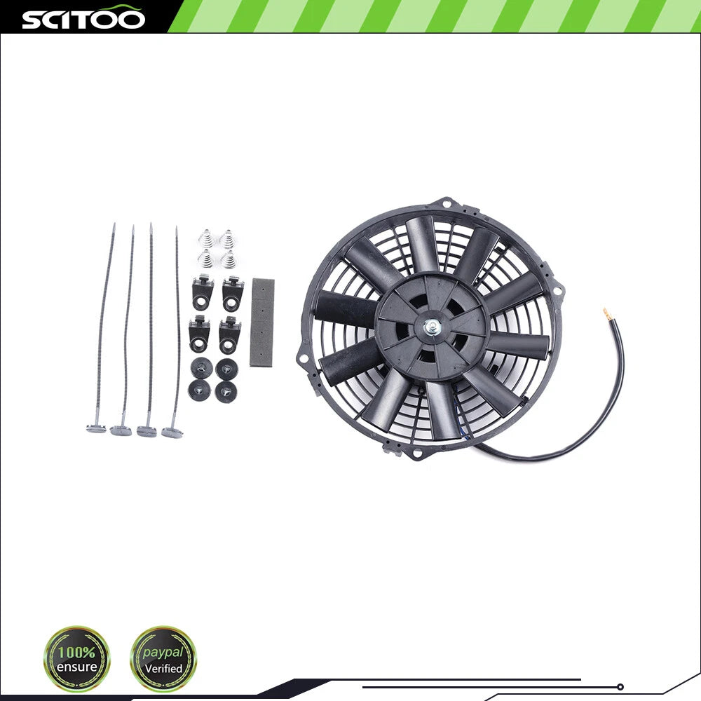 9" Slim Plastic Radiator Cooling Fan Mount Kit for Universal Applications (12V)