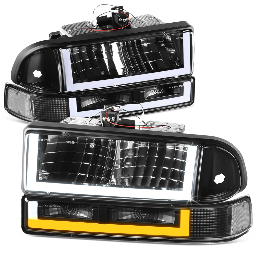 U-Shape LED DRL Switchback Headlights for Chevy Blazer/S10 (1998–2004)